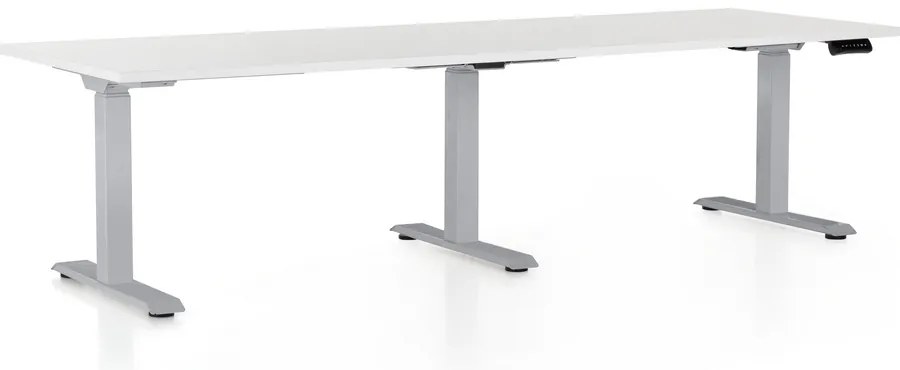 Masa inaltime reglabila OfficeTech Long, 240 x 80 cm, bază gri, alb