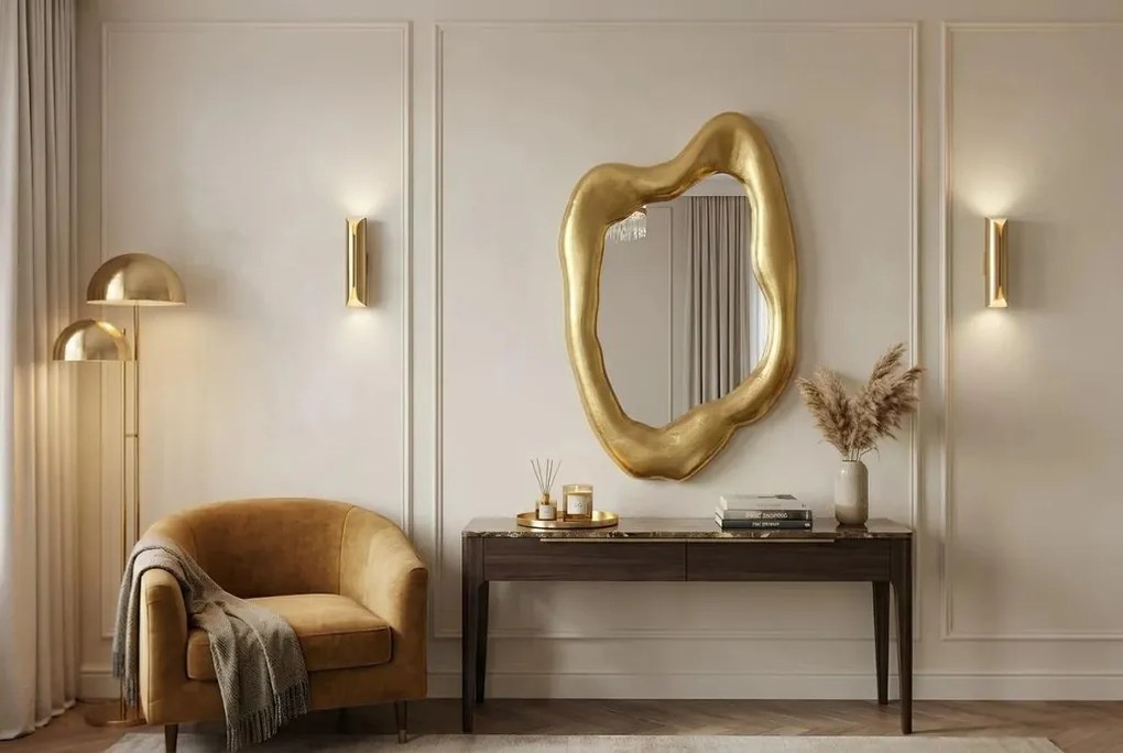Oglinda de perete decorativa AURA 90cm auriu
