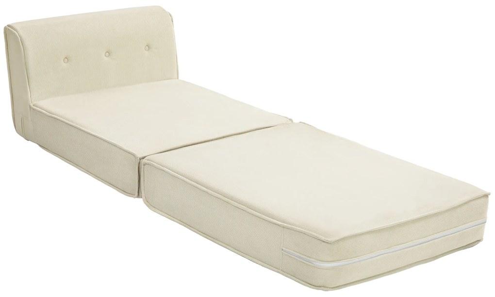 HOMCOM Canapea-lit pliabil cu spătar capitonat, fotoliu convertibil, pat suplimentar, salon, birou, alb crem | Aosom Romania