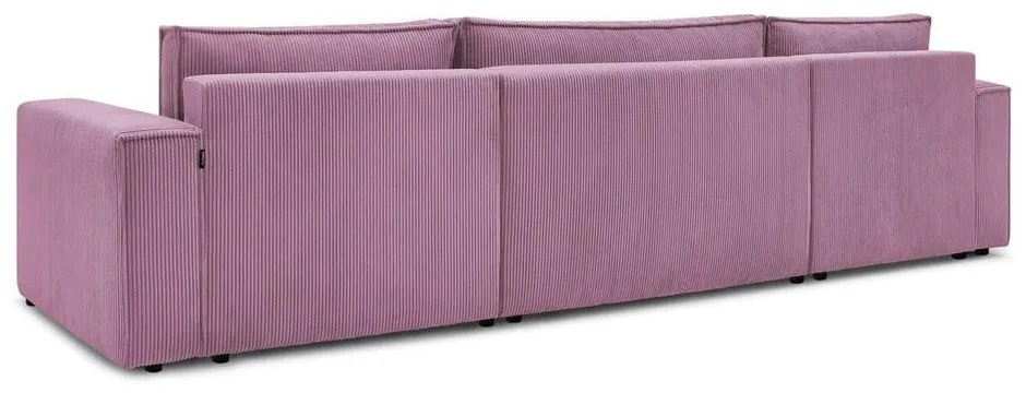 Colțar roz extensibil cu tapițerie din catifea reiată (în formă de "U") Nihad – Bobochic Paris