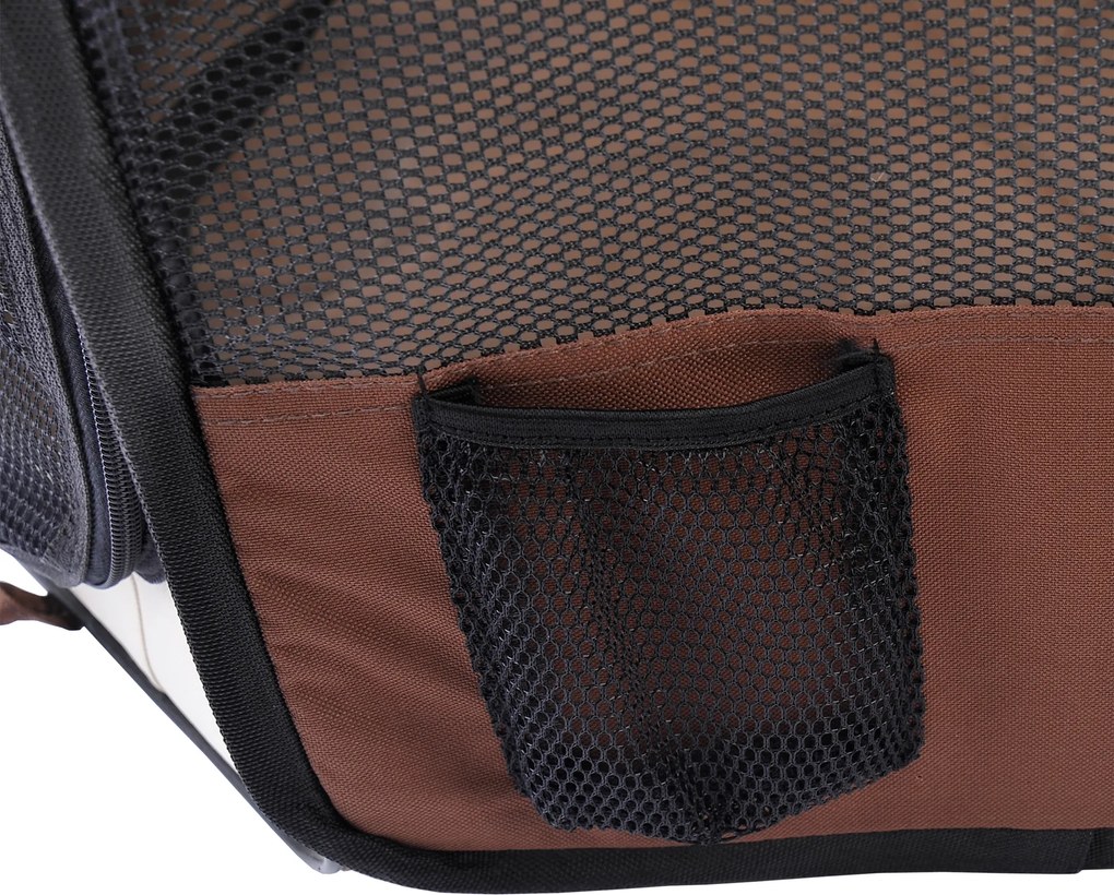 PawHut Parc pliabil pentru câine pisică animale mici octogonal din țesătură Oxford și oțel Ø 90 x 41H cm maro bej | Aosom Romania