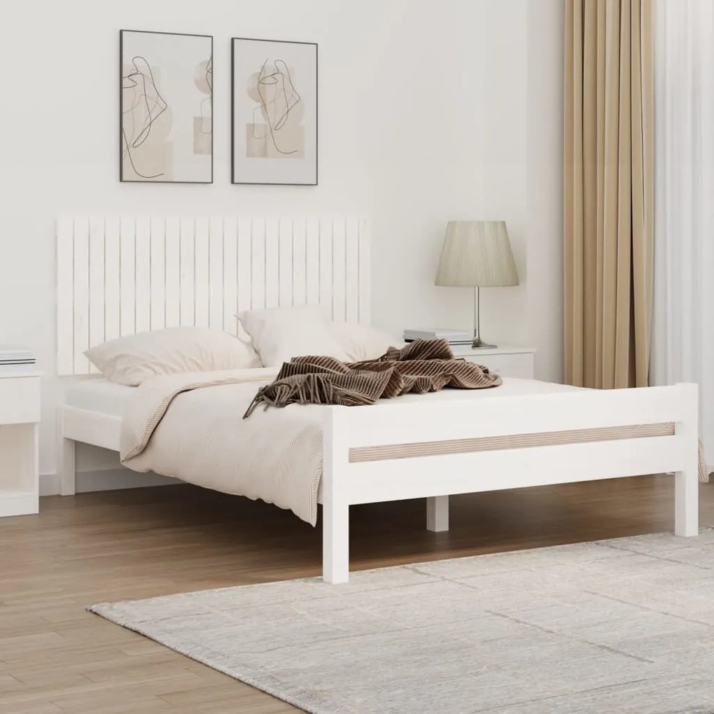 vidaXL Tăblie de pat pentru perete, alb, 140x3x60 cm, lemn masiv pin