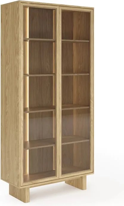 Vitrină înaltă Bellora 94 cm cu iluminare - stejar uleiat