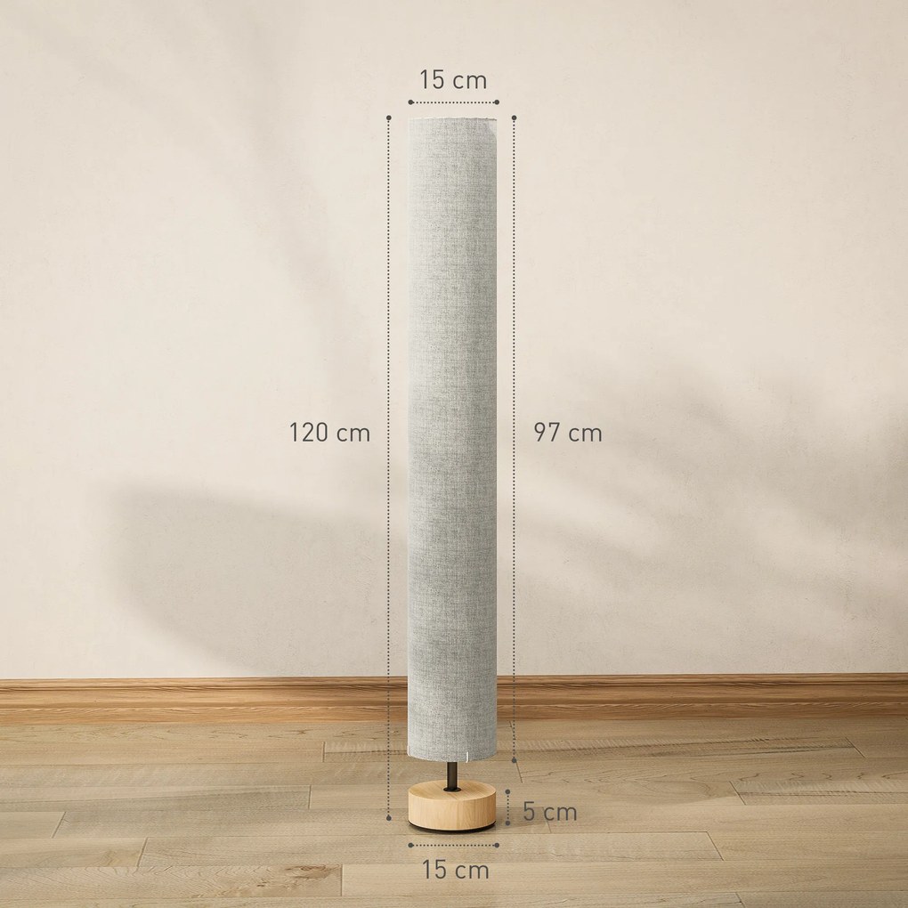 HOMCOM Lampadare de podea pentru living cu abajur din in, comutator de picior, 2 x dulie E27, 120 cm, gri | Aosom Romania