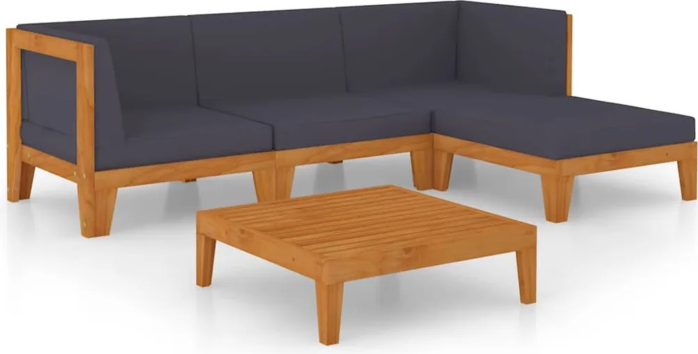 vidaXL Set mobilier de grădină cu perne, 5 piese, lemn masiv acacia