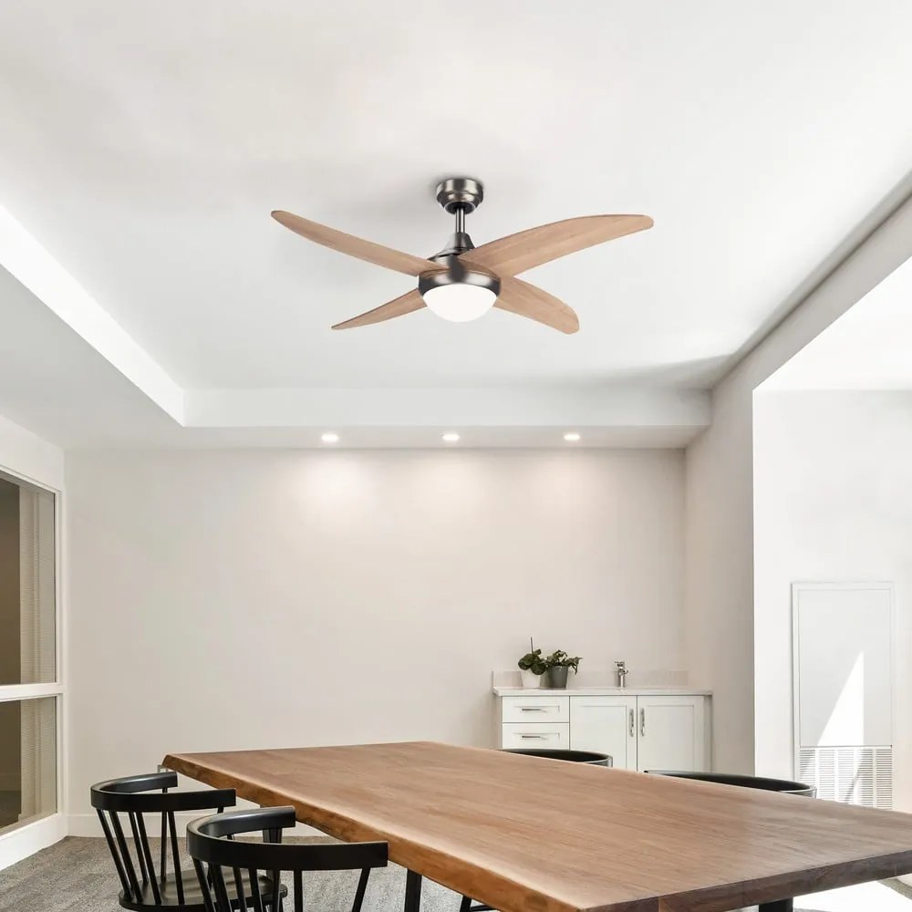 Plafonieră în culoare naturală deschisă cu temporizator/cu ventilator ø 13 cm Achilia – SULION