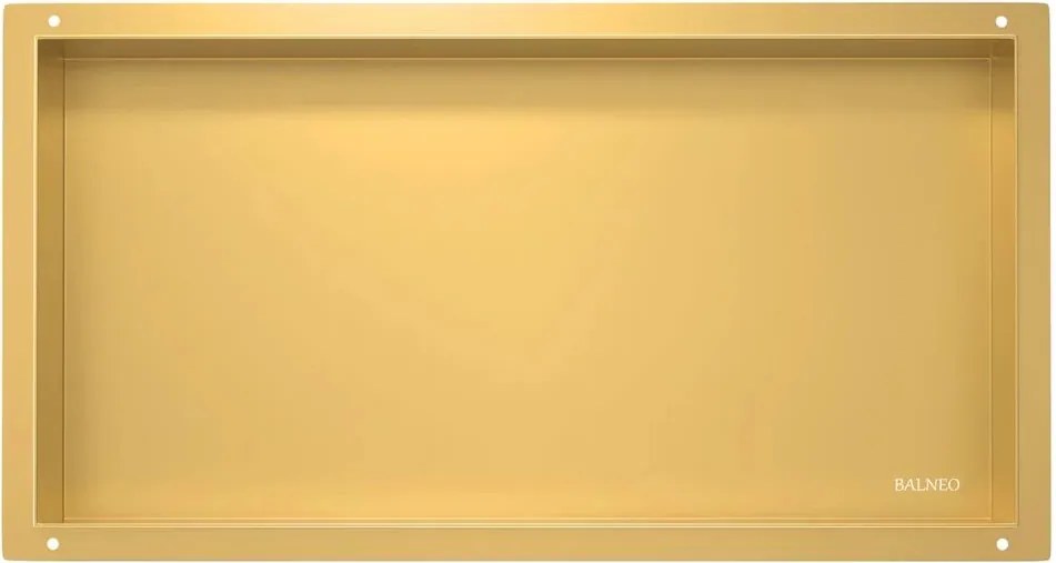 Raft incastrat dreptunghiular Balneo Wall-Box No Rim 60x30x10 cm auriu lucios fara rama
