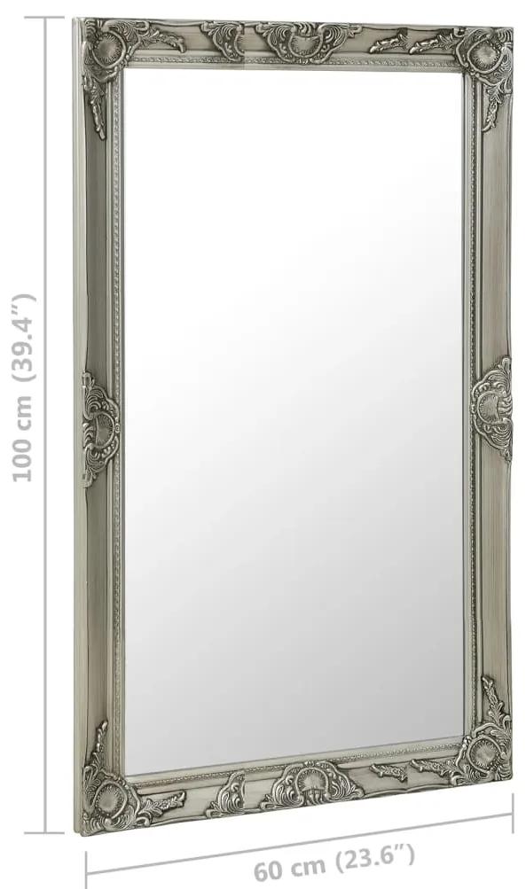 Oglinda de perete in stil baroc, argintiu, 60 x 100 cm 1, Argintiu, 60 x 100 cm
