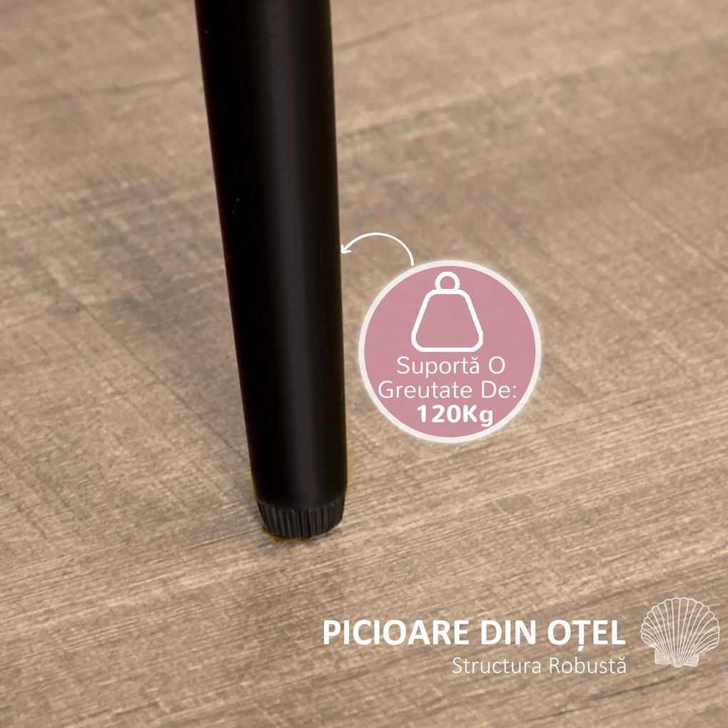 HOMCOM Set 2 Scaune Tapițate cu Design Nordic și Ergonomic, Scaune Bucatarie și Living din Catifea, 52x54x79 cm, Roz | Aosom Romania