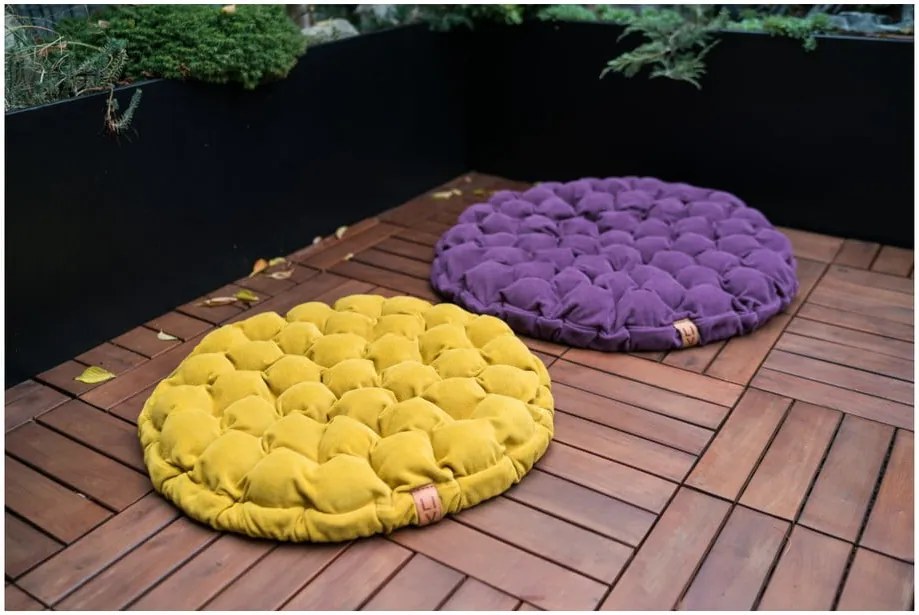 Pernă relaxare cu bile de masaj Linda Vrňáková Bloom, ø 75 cm, galben