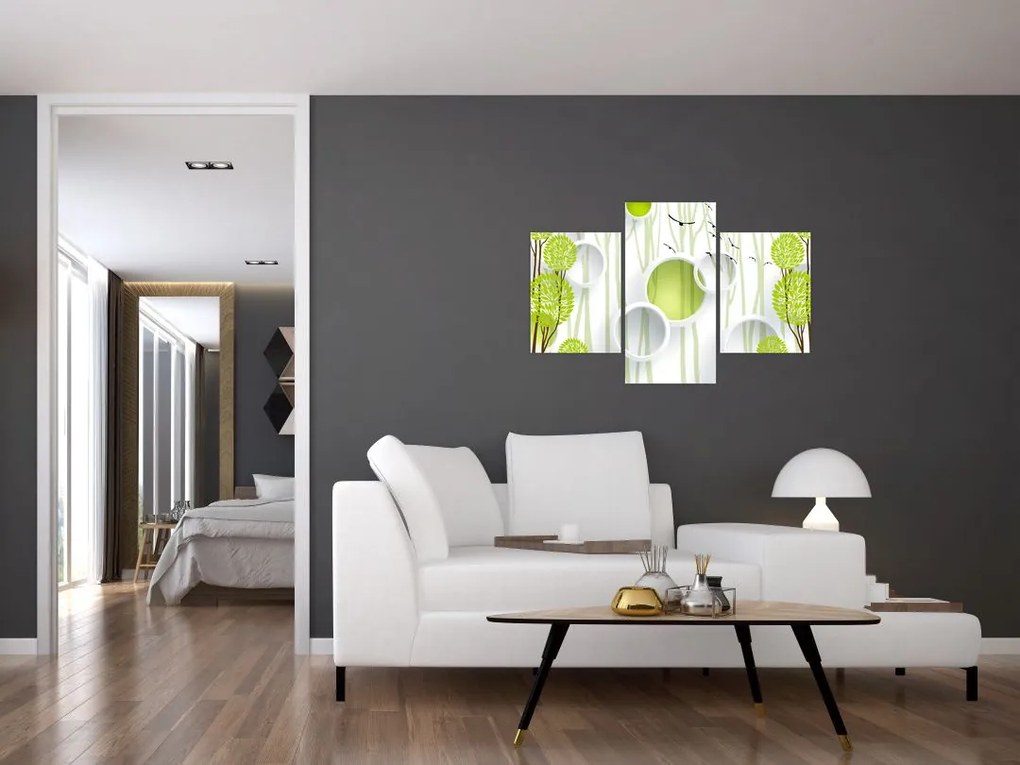 Tablou cu abstracție și copaci (90x60 cm)