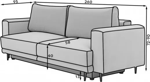 Canapea Dalia extensibil, 260x95x90 cm – Royal 01