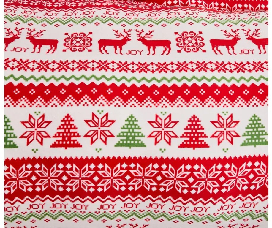 2x lenjerie de pat din microplus CHRISTMAS JOY alb + cearsaf din microplus SOFT 180x200 cm alb