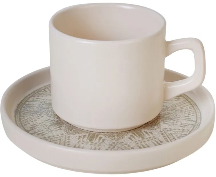 Set de 6 cești din ceramică cu farfurioare BohoBrew 184 ml