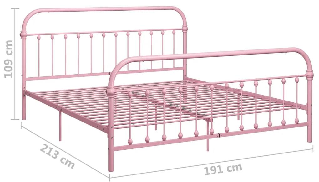 Cadru de pat, roz, 180 x 200 cm, metal Roz, 180 x 200 cm