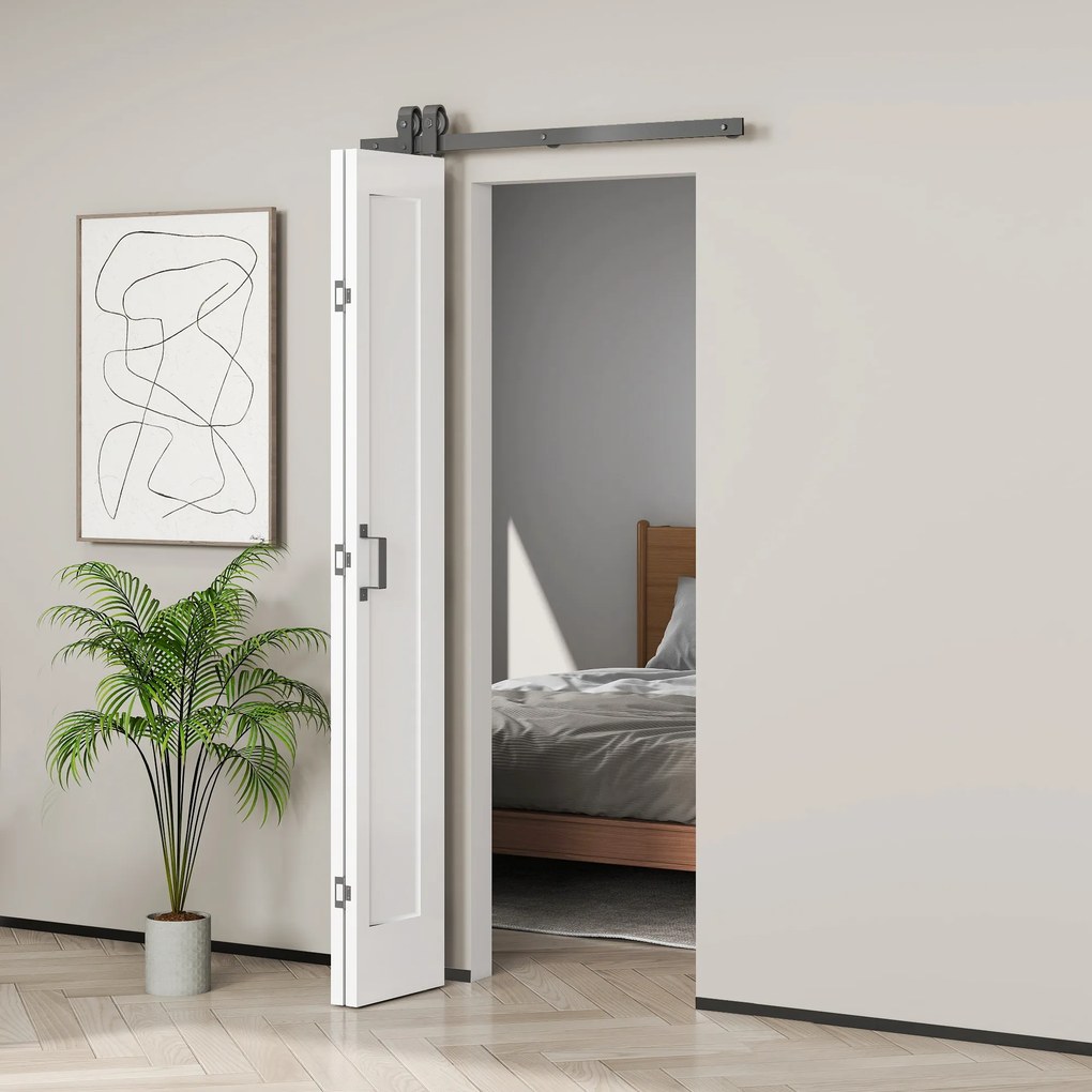 HOMCOM Ușă Glisantă Pliabilă 70x210 cm, Ușă Pliabilă Tip Portofel cu Mâner și Suprafață Vopsibilă, Alb | Aosom Romania