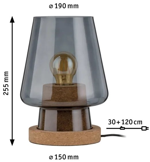Lampă de masă Paulmann IBEN 79736 - 1xE27/20W, 230V, fumurie