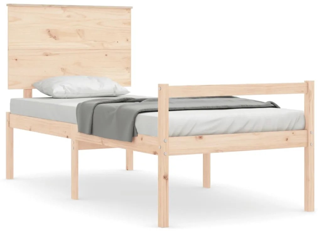3195446 vidaXL Cadru de pat senior cu tăblie single, lemn masiv