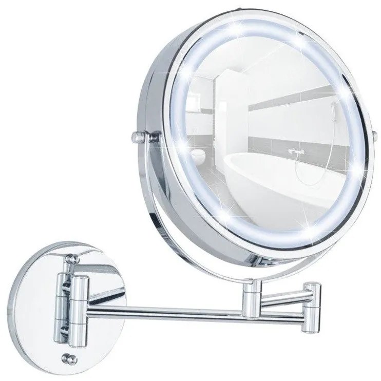Oglindă cosmetică de perete Power-Loc LUMI cu iluminare LED, mărire x5, WENKO