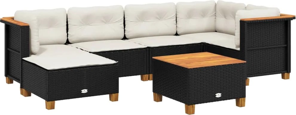 vidaXL Set canapele de grădină cu perne, 7 piese, negru, poliratan