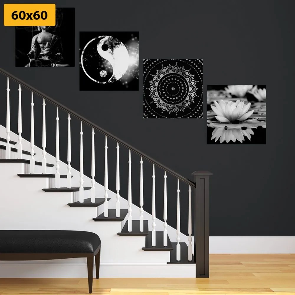 Set tablouri Feng Shui în design alb-negru