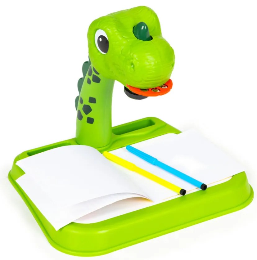 Planșă de desen dinozaur proiector 12 markere 24 modele verde