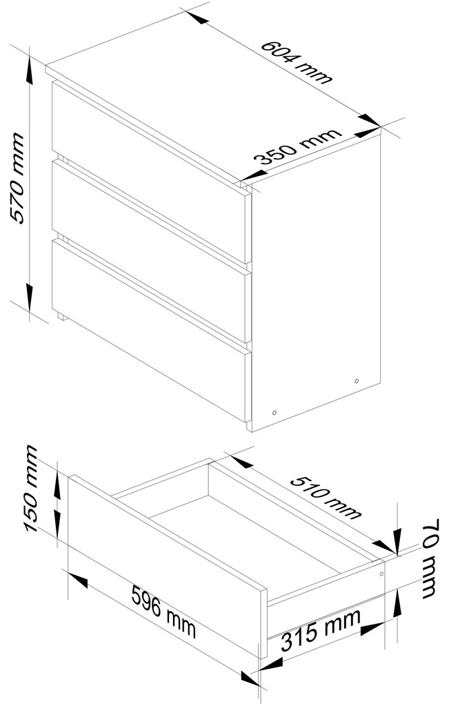 Comodă Cleania CL3 (stejar sonoma + alb). 1068945
