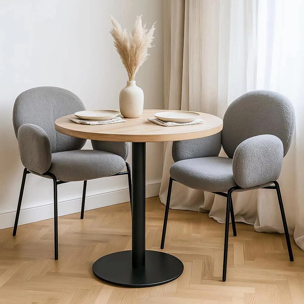 Scaun dining gri boucle cu cadru metalic negru BUC 281