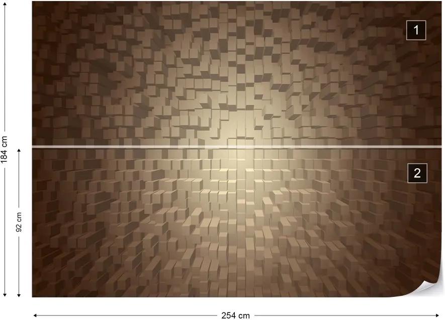 GLIX Fototapet - 3D Brown Modern Pixel Design Vliesová tapeta  - 254x184 cm