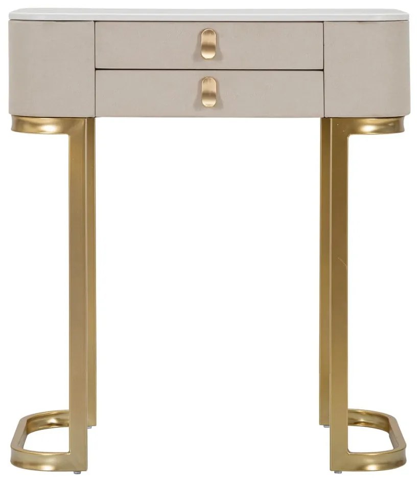 Masă consolă bej/aurie cu blat cu aspect de marmură 40x70 cm Beauty – Mauro Ferretti