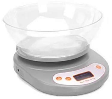 Cantar electronic de bucatarie, Verk Group, max 5 kg, gri, afisaj digital, 2 x AA R6, 20.5x16x5 cm