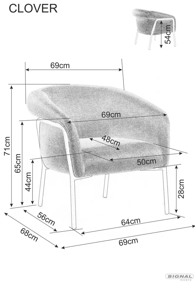 Fotoliu design CLOVER BREGO, mustareniu