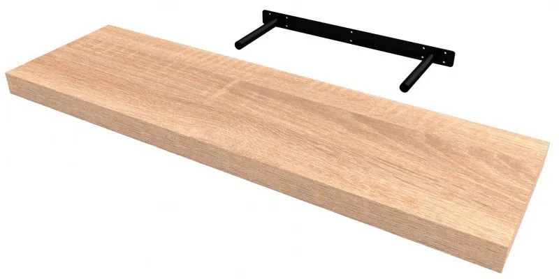 Raft suspendat cu suport ascuns 80x23.5x3.8 cm, Stejar