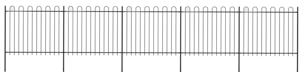 vidaXL Gard de grădină cu vârf circular din oțel, 892,5 x 150 cm, negru