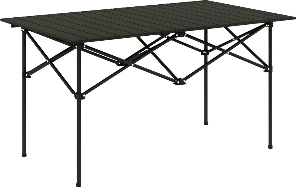 Outsunny Masă de camping pliabilă cu blat rulabil, masă de grădină din aluminiu 2 persoane 95 x 55 cm Negru | Aosom Romania