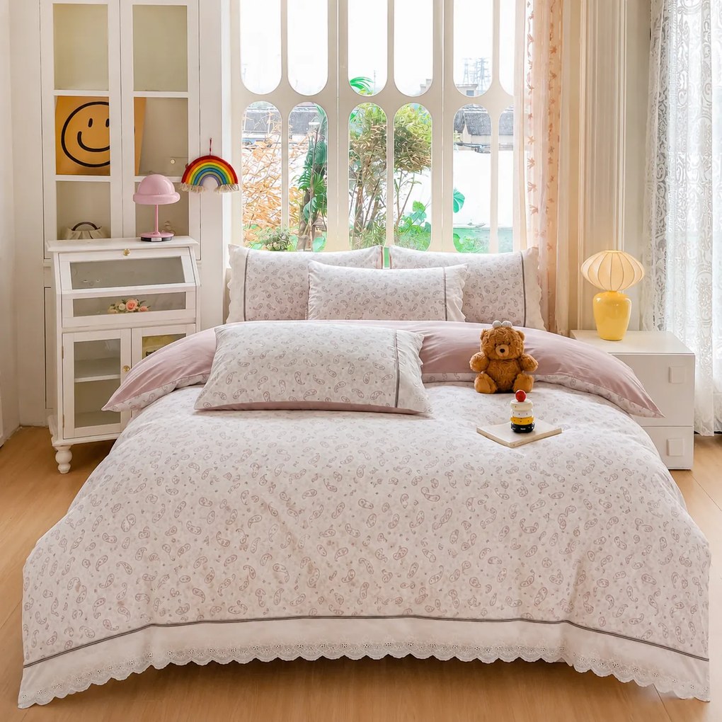 Lenjerie de pat bumbac 100%, 4 piese, model paisley, BCP413