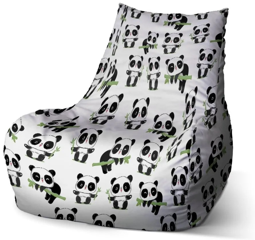 Sac de șezut Bean pande cu rămurică, alb / negru