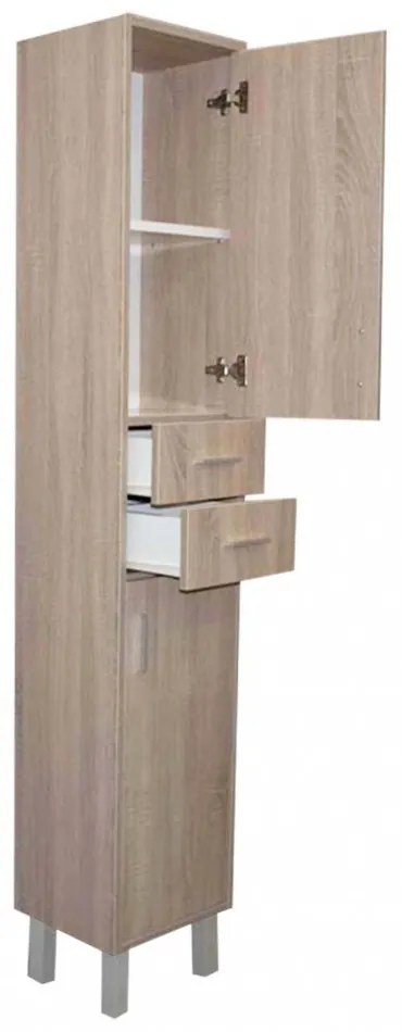 Dulap înalt Nerva 35 cu 2 uși, 2 sertare, stejar Sonoma