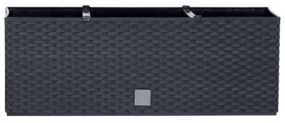 Jardiniera decorativa, sistem irigare, imitatie ratan, antracit, 30 L, 60x25x24 cm, Rato Case