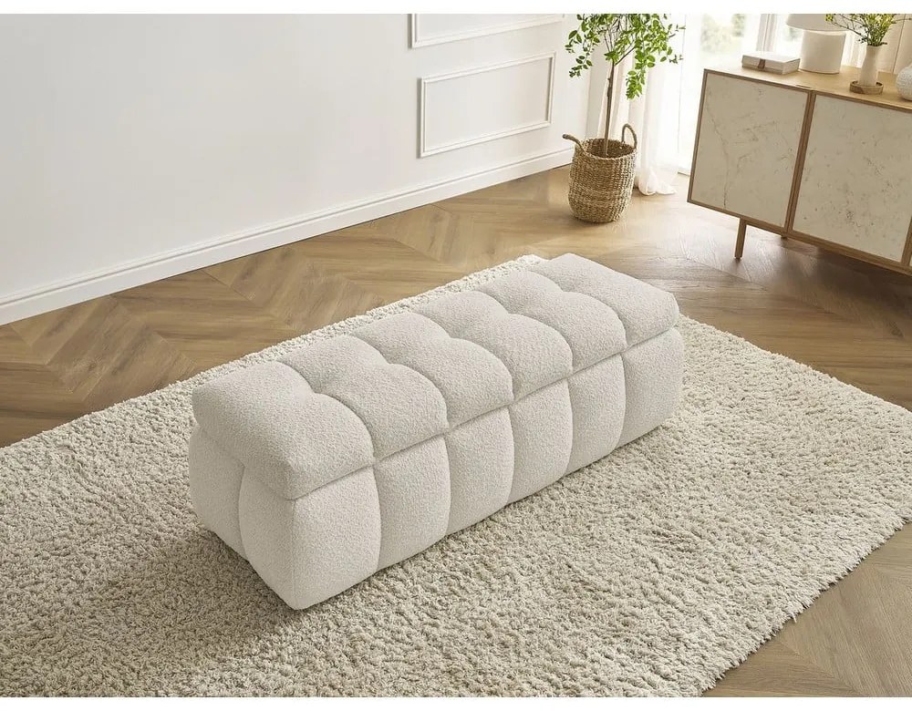 Bancă bej cu tapițerie din țesătură bouclé Mont Blanc – Bobochic Paris