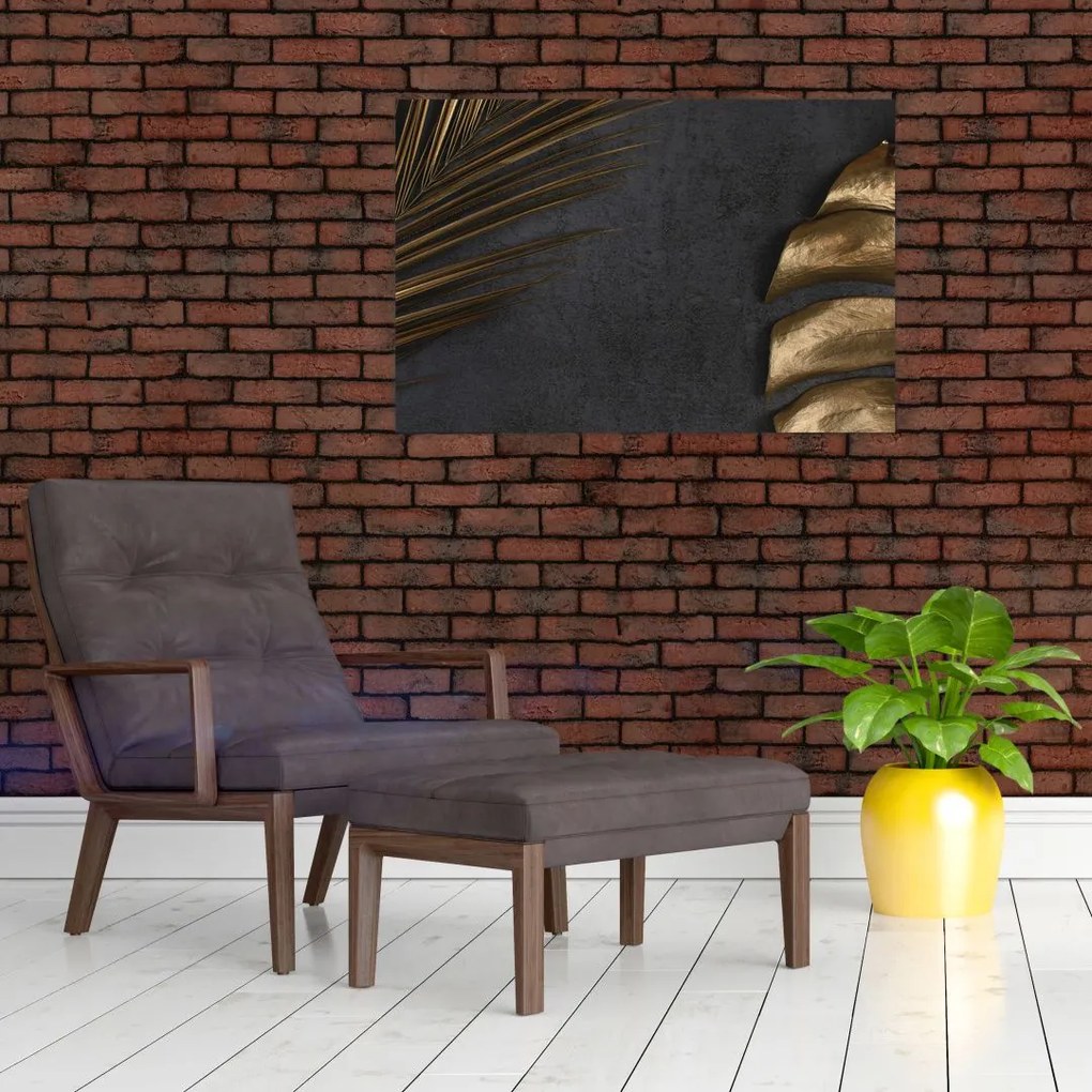 Tablou cu frunze aurii (90x60 cm)