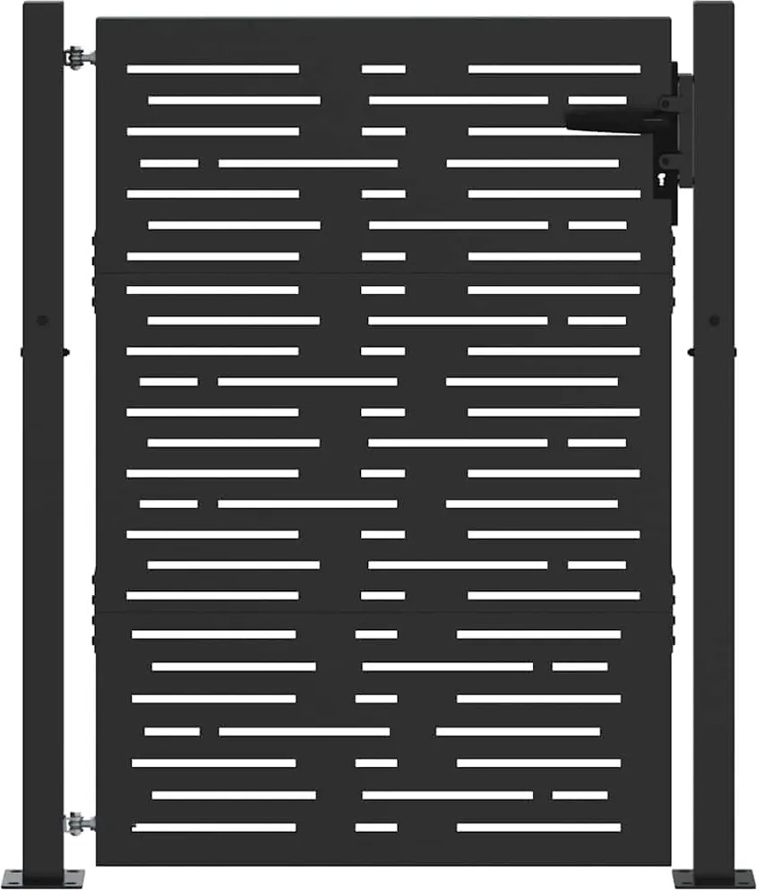 vidaXL Poartă de grădină Negru 110 x 155 cm Oțel vopsit electrostatic