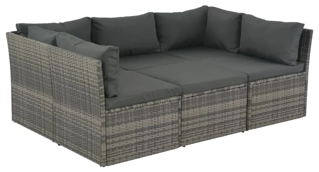 44723 vidaXL Set mobilier de grădină cu perne, 4 piese, gri, poliratan