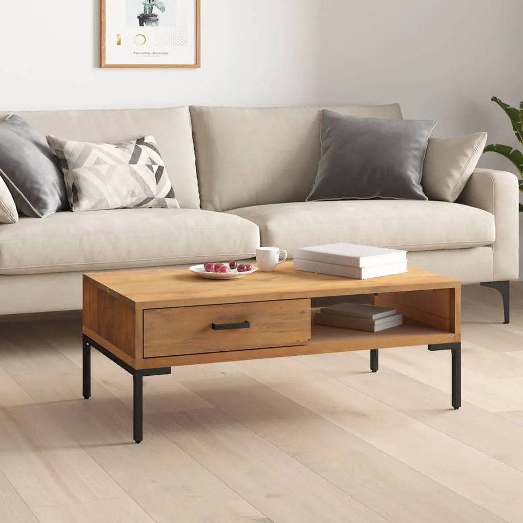 vidaXL Măsuță de cafea, 90x50x35 cm, lemn masiv de pin reciclat