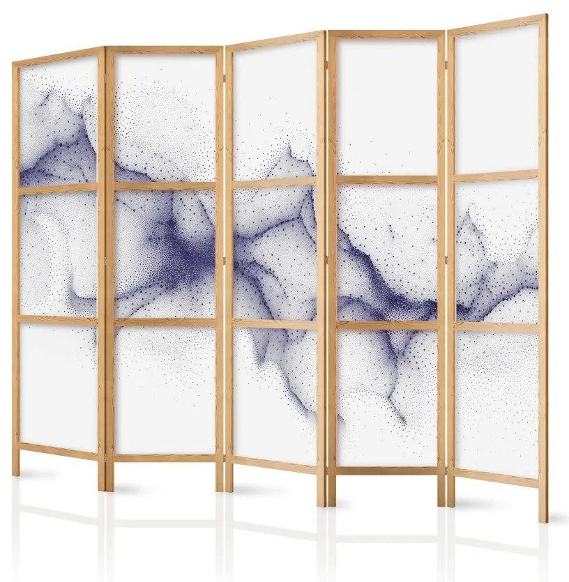 Paravan japonez - Cosmic dots - subtle abstraction of navy blue dots on white background
