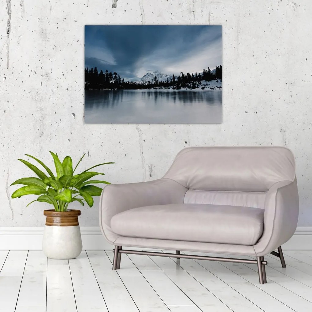 Tablou pe sticlă - Pe laacul înghețat (70x50 cm)