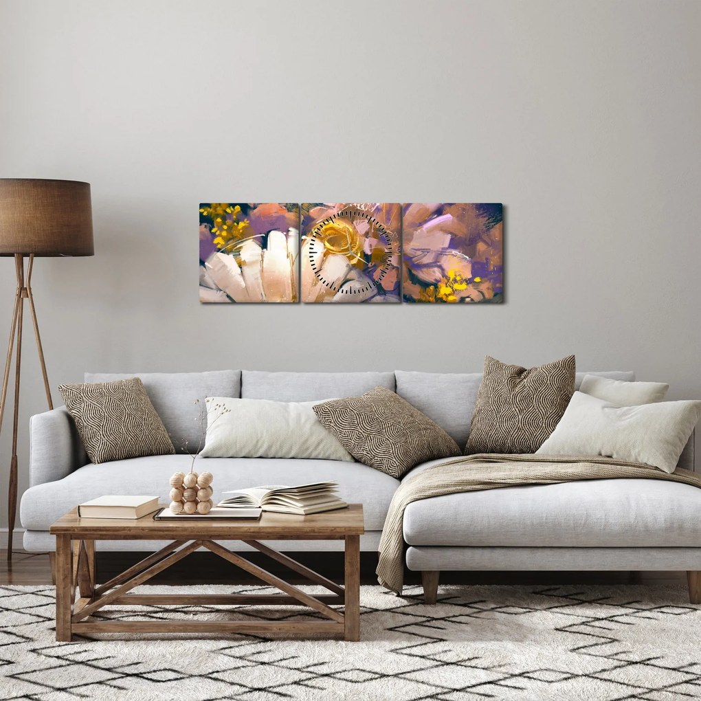 Tablou - Flori (cu ceas) (90x30 cm)