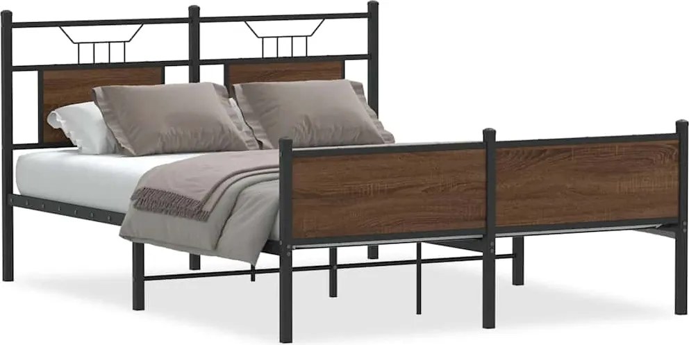 vidaXL Cadru pat fără saltea stejar maro 150x200 cm lemn prelucrat
