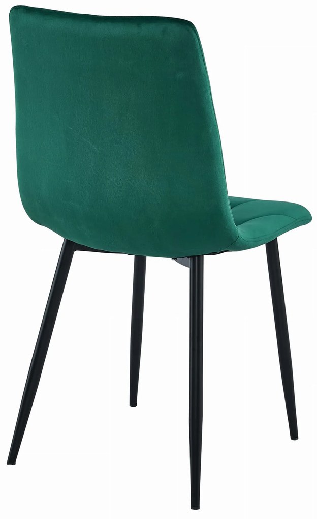Scaun dining catifea LIBRA verde închis cu picioare negre