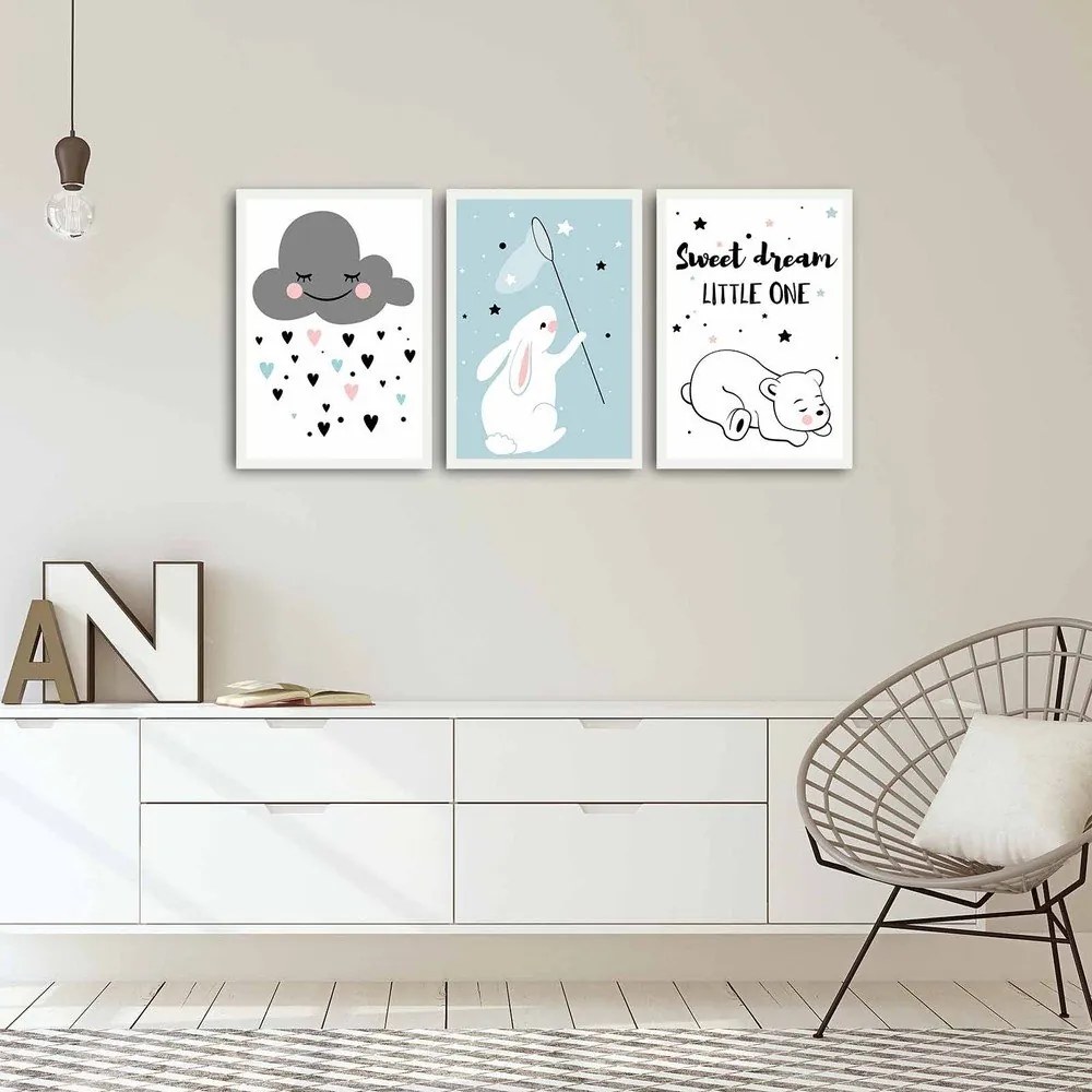 Tablouri pentru copii 3 buc. 35x50 cm Sweet Dreams Little One – Wallity